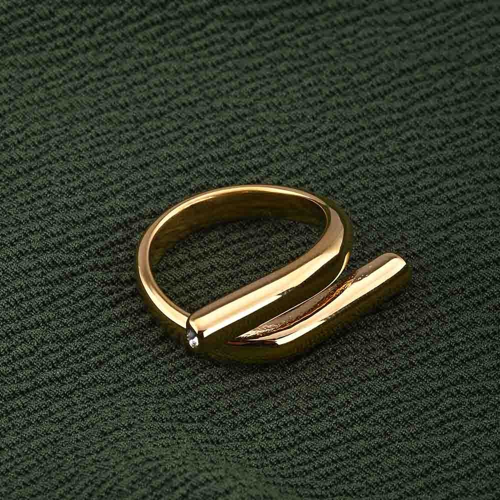 Overlap Wraparound Design Stack Ring Dainty Modern Open Adjustable 18K Gold Filled Minimalistic Ban 1