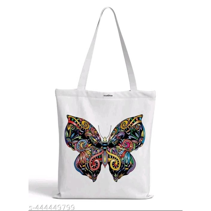 Butterfly Printed Reusable Shopping Bag Canvas Tote Bag 0
