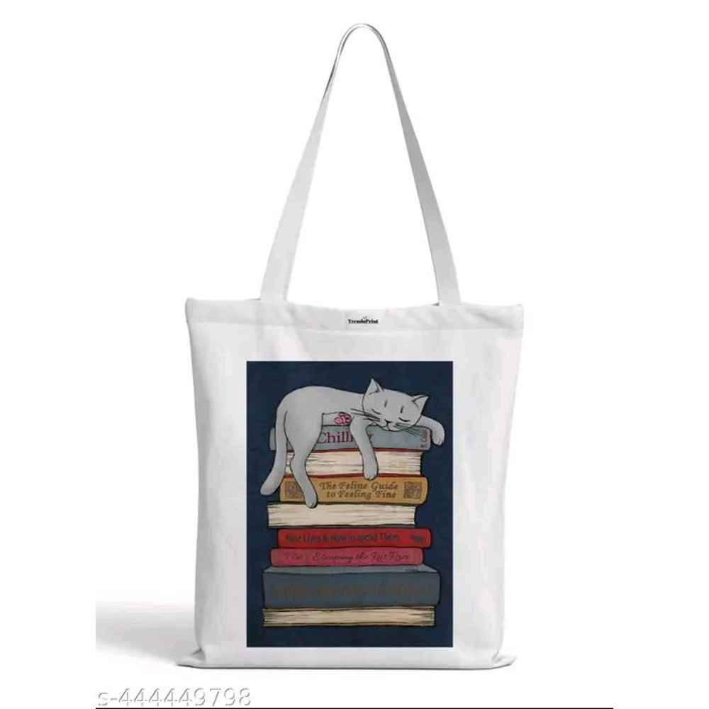 Catatan Cat Bags Printed Reusable Shopping Bag Canvas Tote Bag 0