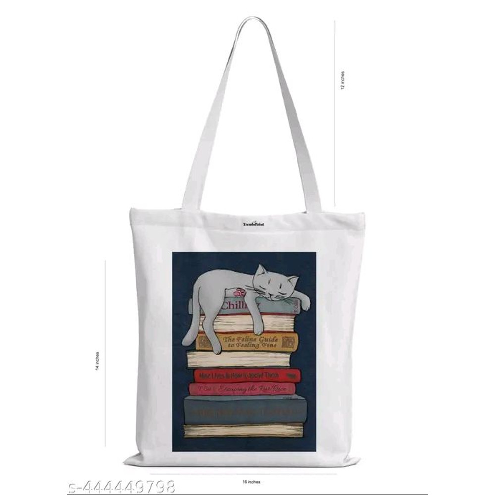 Catatan Cat Bags Printed Reusable Shopping Bag Canvas Tote Bag 1