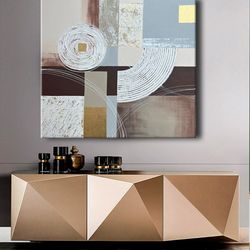 large wall art canvas, gold leaf painting, textured wall art, gold painting, above bed art