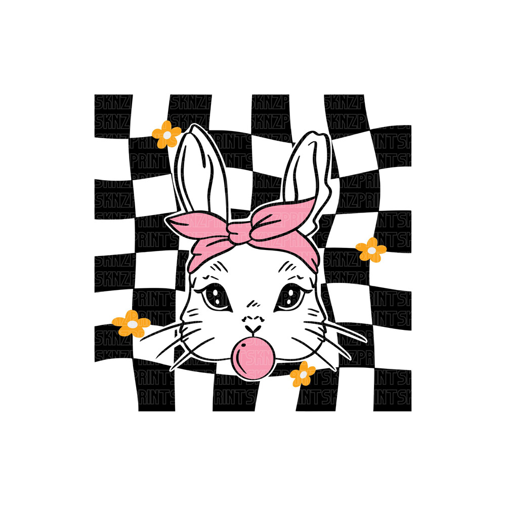 checkered bunny svg, checker bunny png, bunny with bubble gum svg, bunny with bubblegum svg, bunny with bubble gum shirt, bunny gum svg.jpg