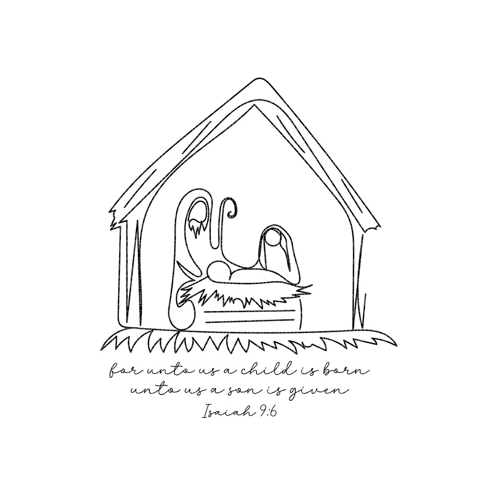 for unto us a child is born svg, for unto us a child is born nativity svg, for unto us a child is born shirt, nativity svg line art.jpg