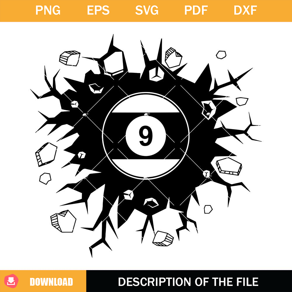 Billiard Smashing Wall Svg, Nine Ball Svg, Billiard Player.jpg