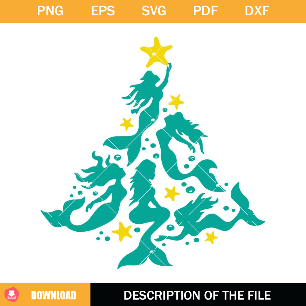 Little Mermaid Christmas Tree Svg, Mermaid Christmas Svg.jpg