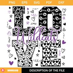love wildcats svg, wildcats mascot svg, cheerleader svg