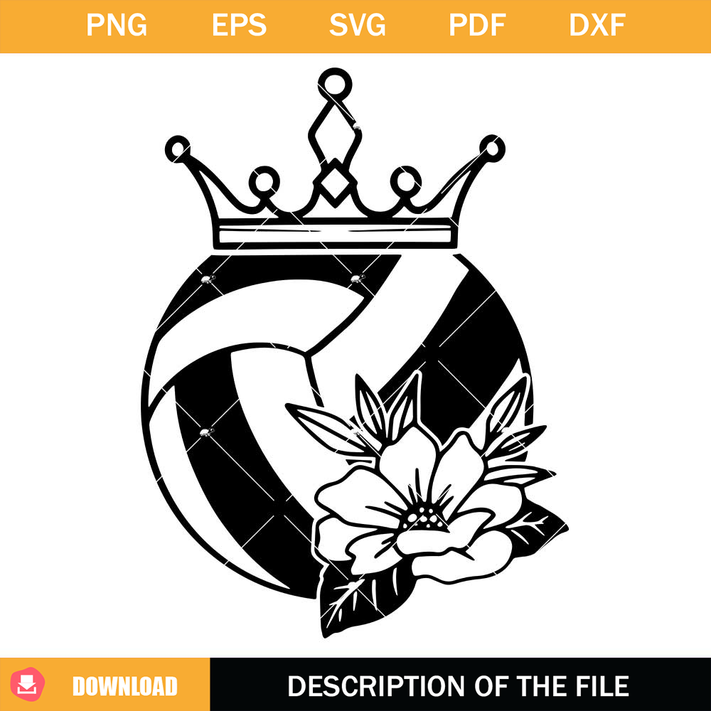 Queen of Volleyball Svg, Floral Volleyball Svg, Volleyball.jpg