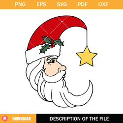 santa moon christmas svg, father christmas svg, moon santa