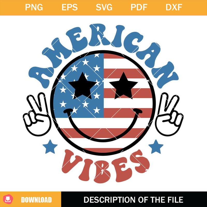 American Vibes Emoiji Svg, Retro 4th of July Svg, Patriotic.jpg