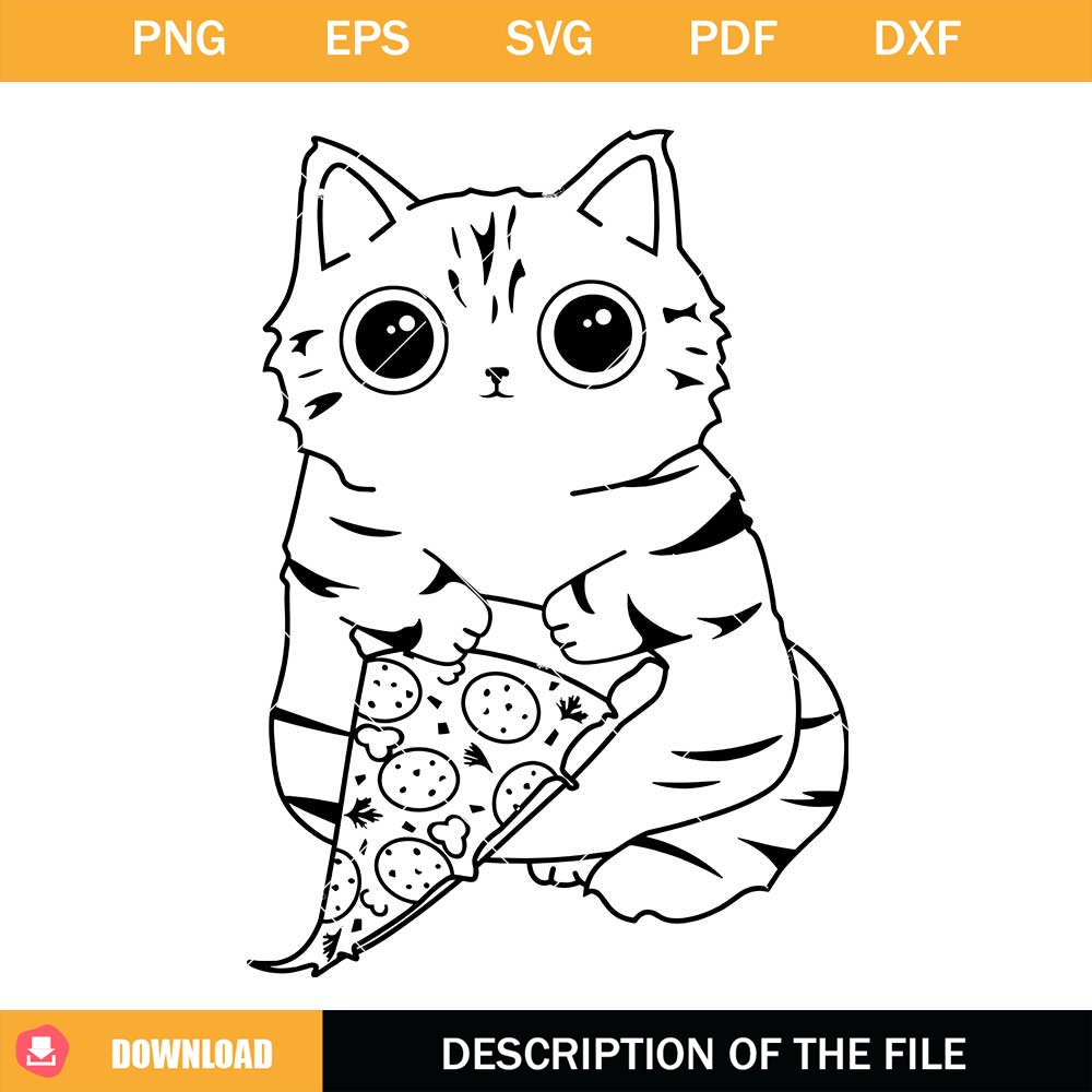 Cat Holding a Pizza Slice Svg, Pizza Cat Svg, Funny Cat Svg.jpg