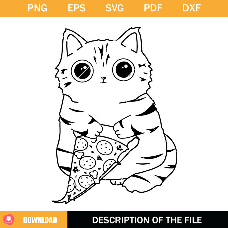 Cat Holding a Pizza Slice Svg, Pizza Cat Svg, Funny Cat Svg.jpg