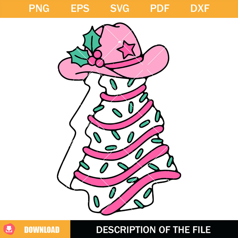 Cowboy Pine Tree Cake Svg, Christmas Cowgirl Svg, Pink.jpg