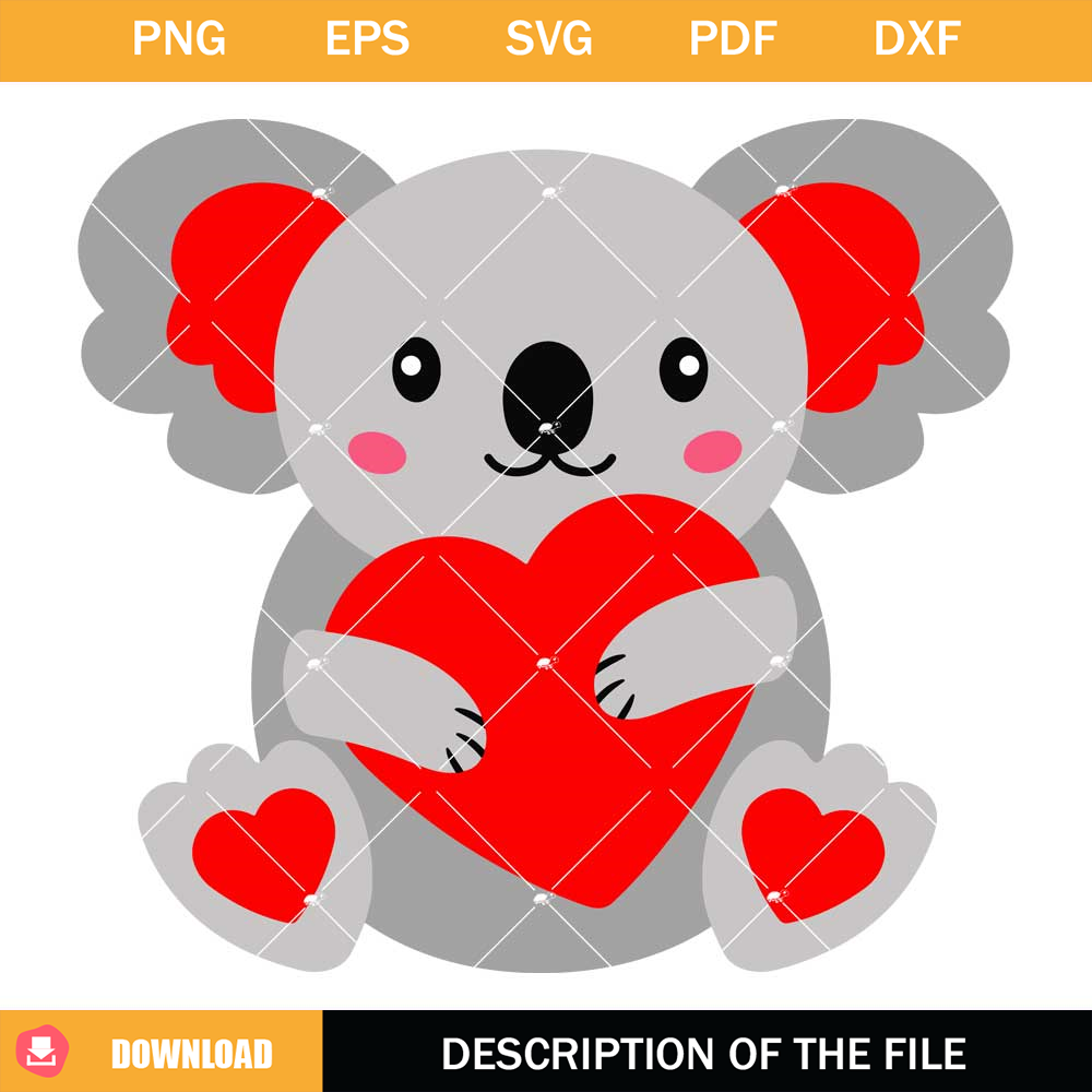 Cute Koala Valentine's Day Svg, Cute Koala Svg, Koala Svg.jpg