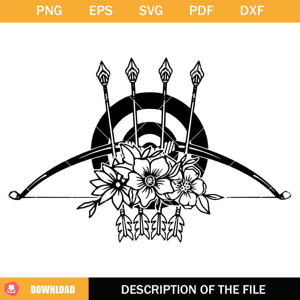 Archery with Flower Svg, Archery Tribe Svg, Archery Svg.jpg