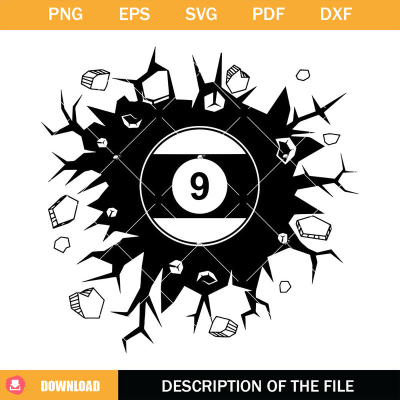 Billiard Smashing Wall Svg, Nine Ball Svg, Billiard Player.jpg