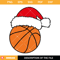 Christmas Basketball Svg, Basketball with Santa Hat Svg.jpg