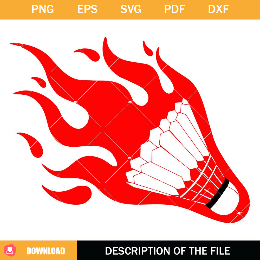 Fire Flame Badminton Svg, Badminton Birdie Svg, Badminton.jpg