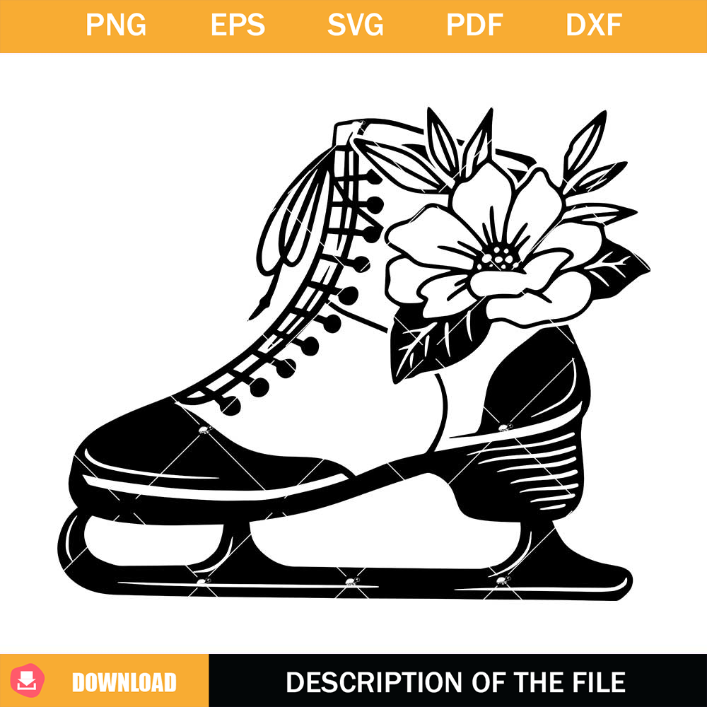 Floral Ice Skating Svg, Ice Skating with Flower Svg.jpg