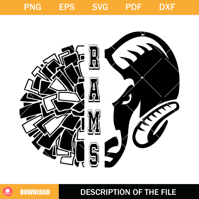 Rams Cheer Pom Pom Svg, Rams Cheer Svg, Rams Svg.jpg
