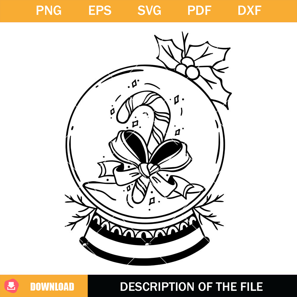 Snow Globe with Candy Canes Svg, Christmas Candy Cane Svg.jpg