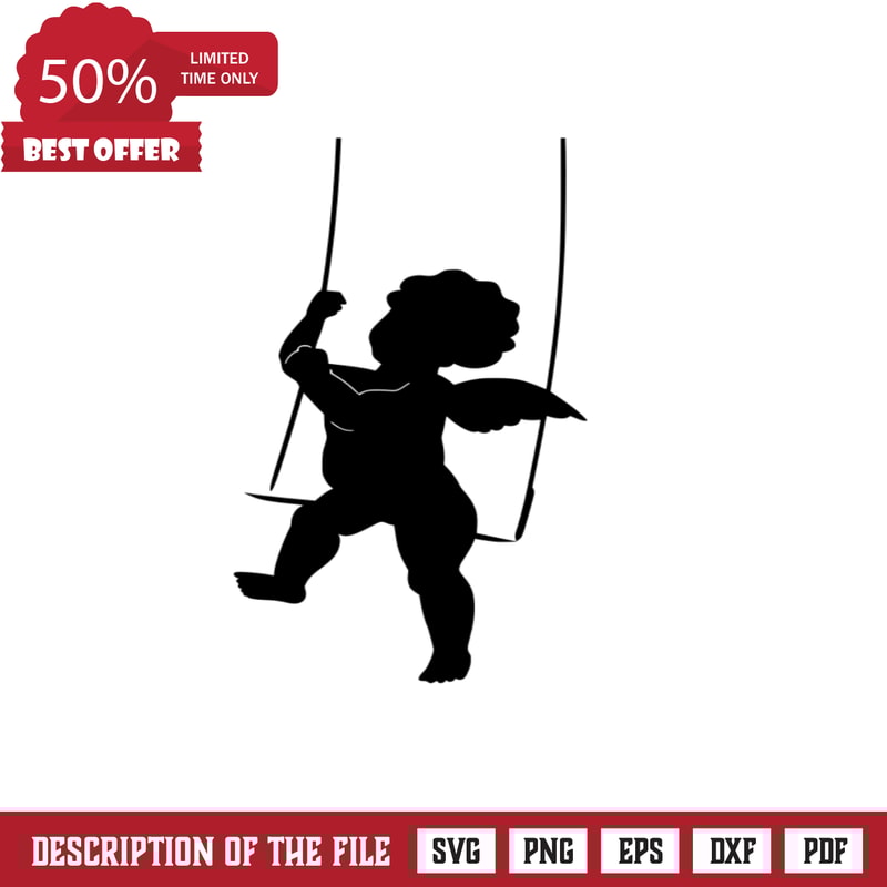 Angel Cupid On Swing Free SVG File - SVG Heart.png