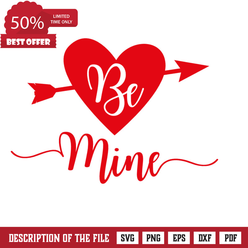 Be Mine, Heart with arrow, Valentine's Day Free Svg File - SVG Heart.png