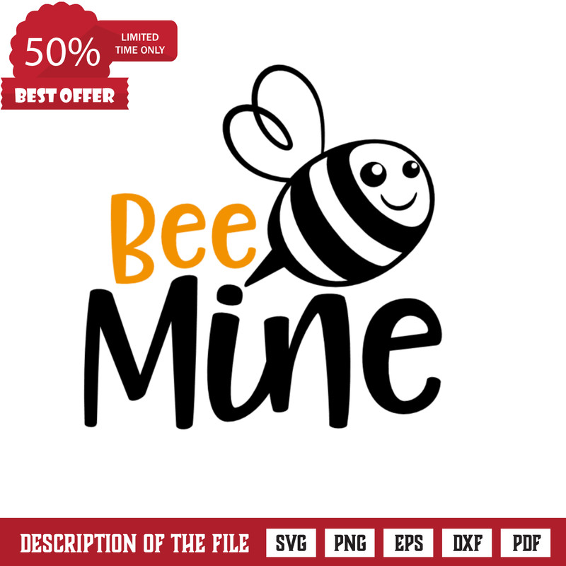 Bee Mine, Love, Valentine's Day Free Svg File - SVG Heart.png