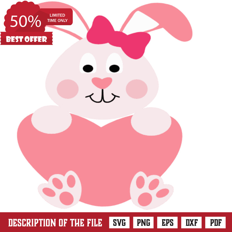 Bunny holding heart Free Svg File - SVG Heart.png