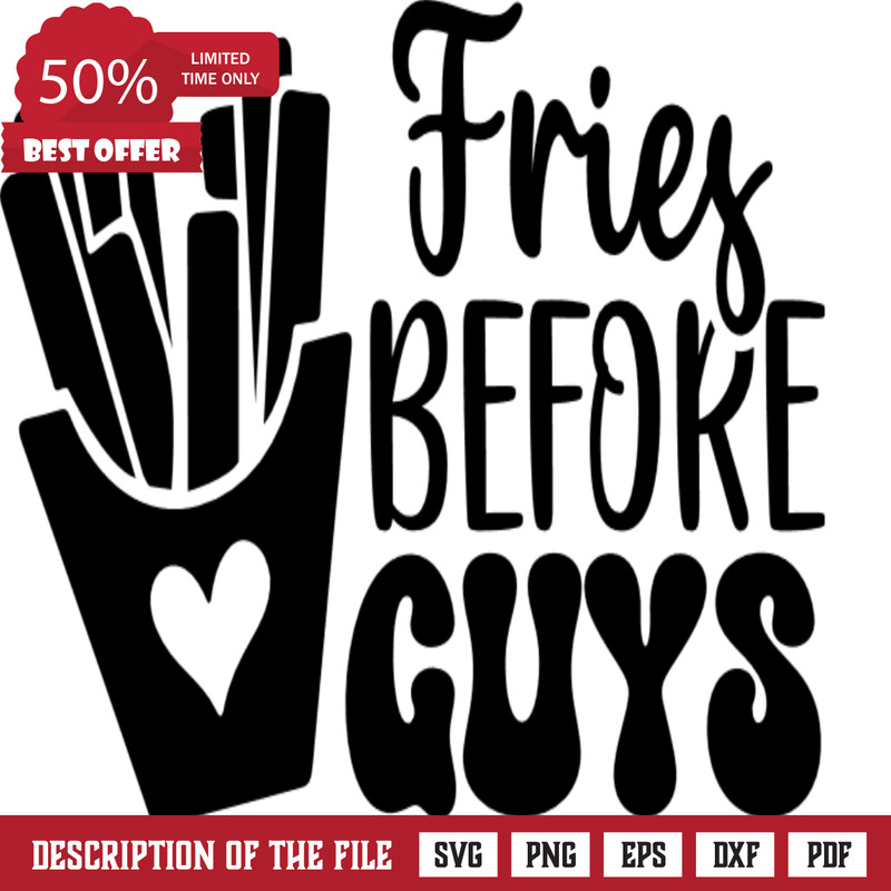 Fries before guys, funny valentines day gift free svg file - SVG Heart.png