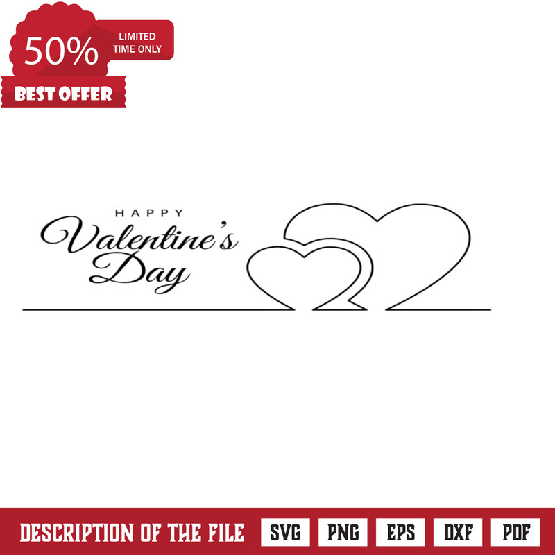 Happy Valentine's Day Double Heart Outline Free SVG File - SVG Heart.png