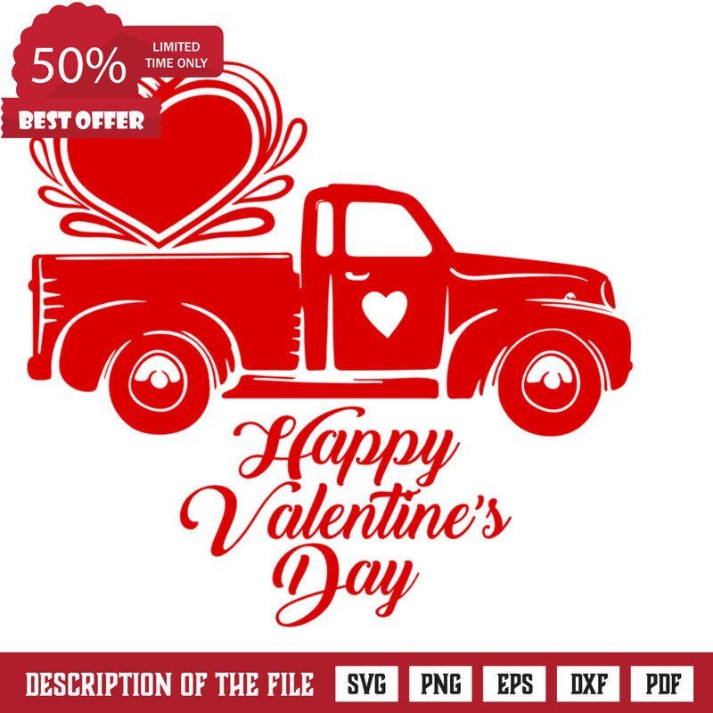 Happy Valentine's Day Truck, Love Free Svg File - SVG Heart.png