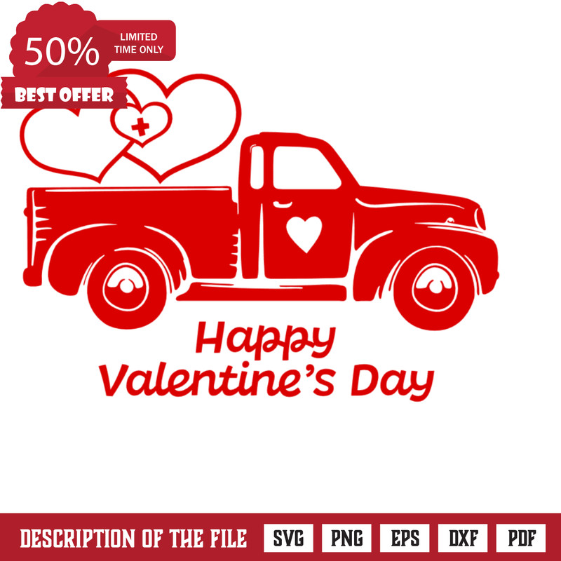 Happy Valentine's Day, Love Truck Free Svg File - SVG Heart.png