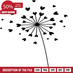 heart dandelion, blossoms shirts design, valentines day clipart free svg file, valentine svg