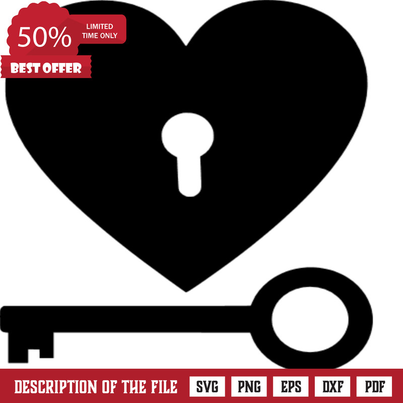 heart key, valentines day clipart image free svg file - SVG Heart.png