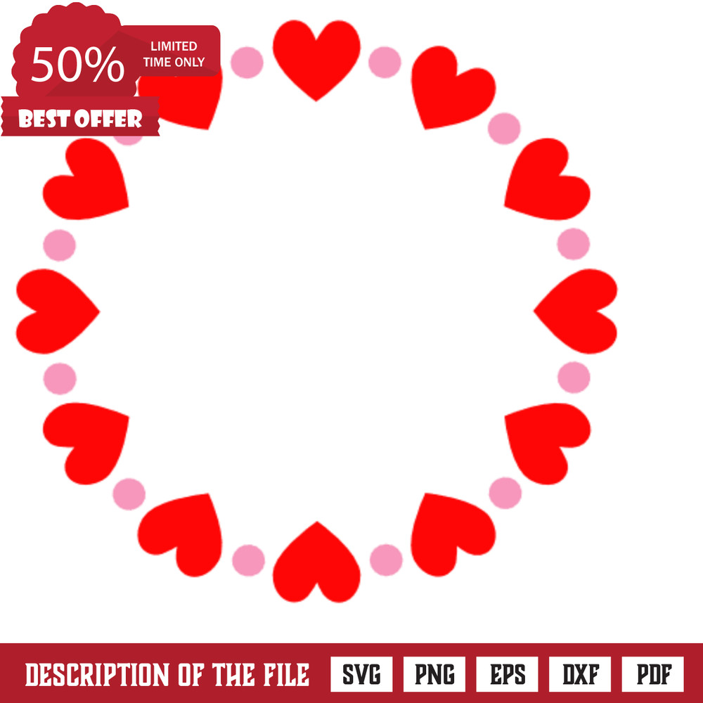 Hearts Spot Circle Monogram Frame Free Svg File - SVG Heart.png