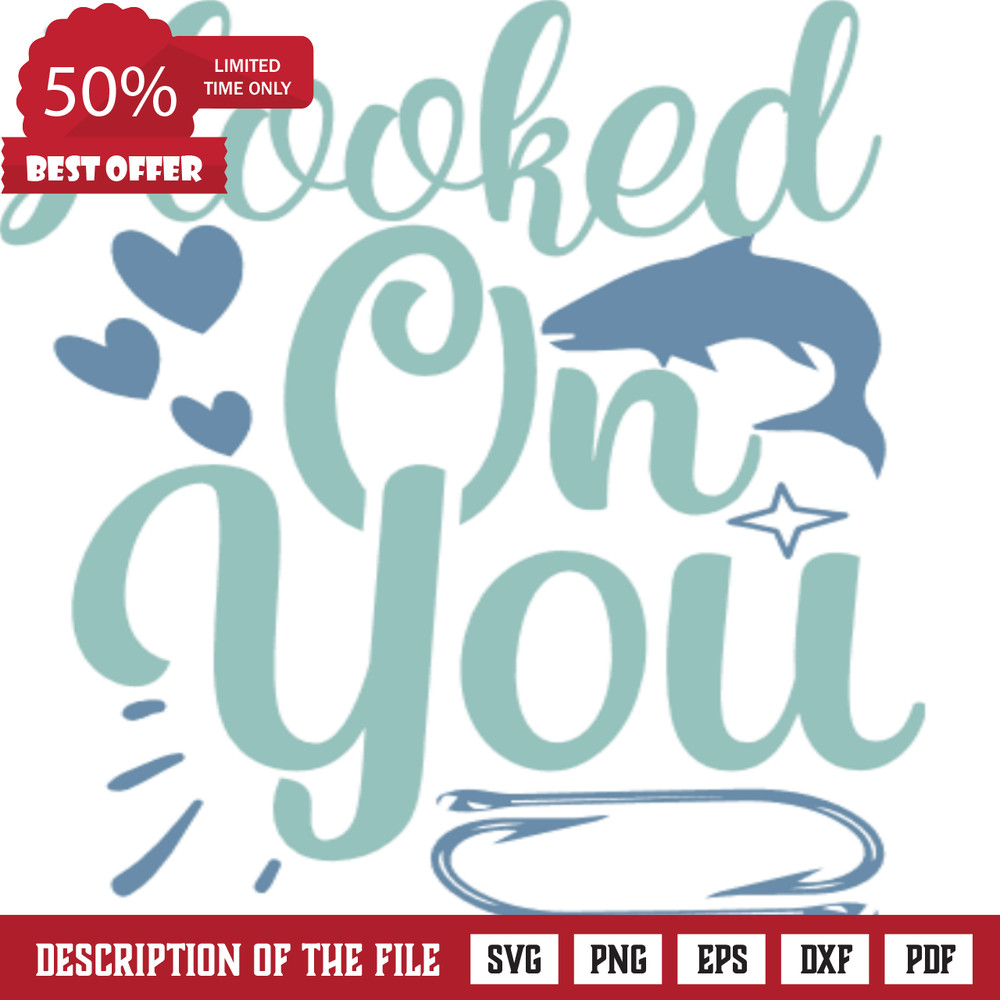 hooked on you, fisherman, funny valentines day free svg file - SVG Heart.png