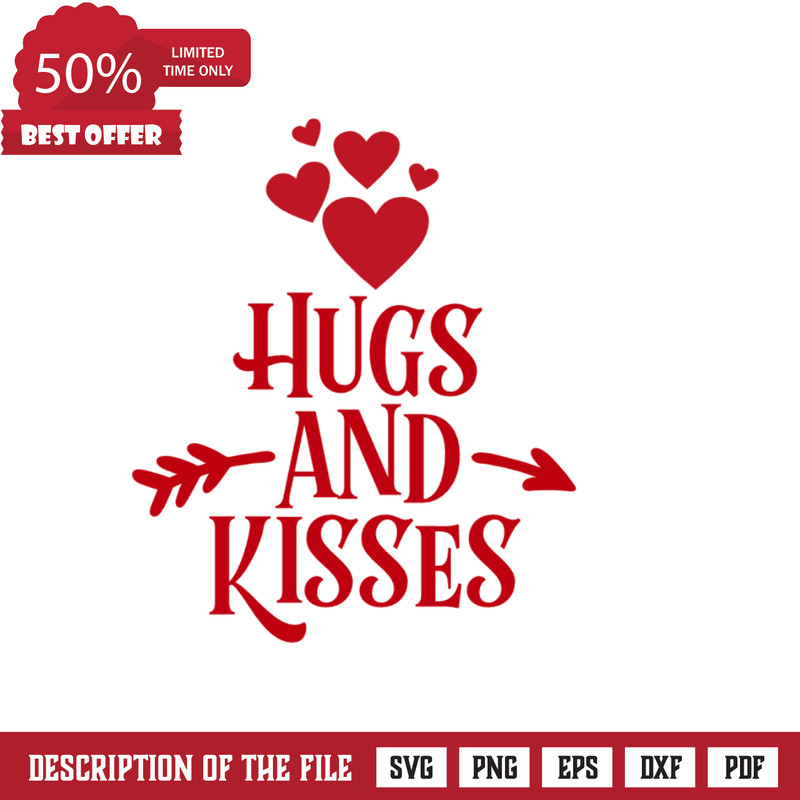Hugs And Kisses, Valentine's Free Svg File - SVG Heart.png