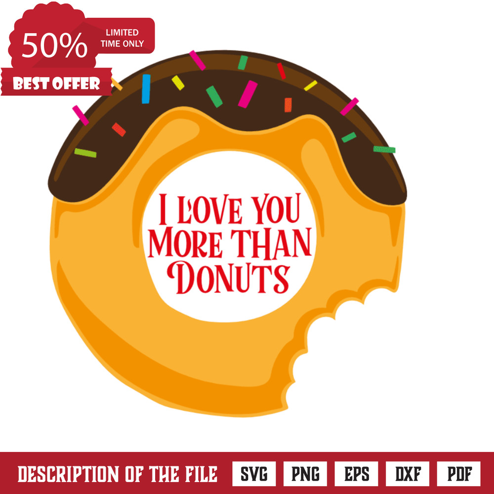 I Love You More Than Donuts, Valentine's day Free Svg File - SVG Heart.png