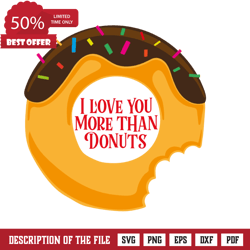 i love you more than donuts, valentines day free svg file, valentine svg