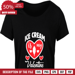 ice cream is my valentine, ice-cream in heart clipart free svg file, valentine svg