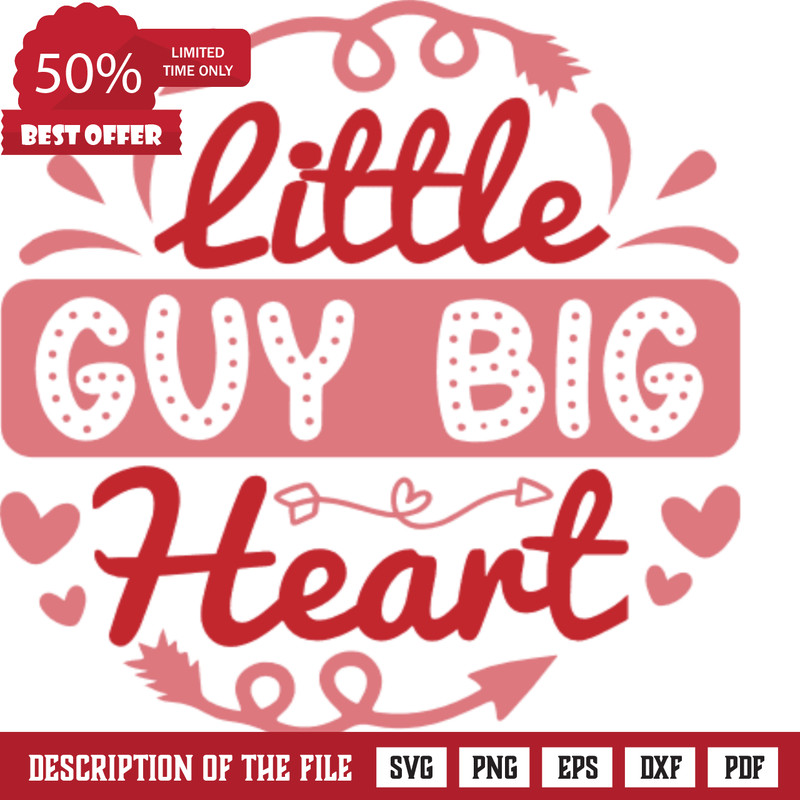 Little guy, big heart, kids valentines shirt design free svg file - SVG Heart.png