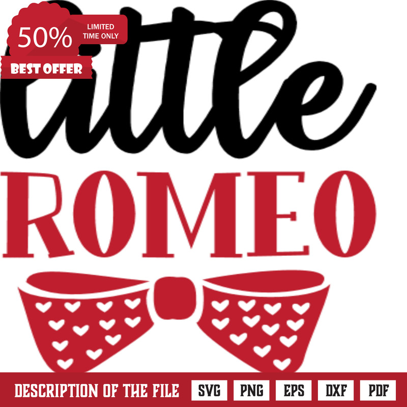 Little romeo, Kids Valentines day shirt free svg file - SVG Heart.png