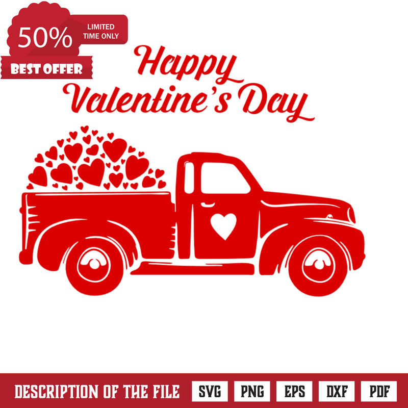 Love Truck With Hearts, Happy Valentine's Day Free Svg File - SVG Heart.png