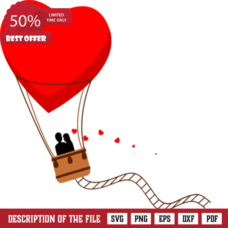 valentine air balloon, couple in love free svg file - SVG Heart.png