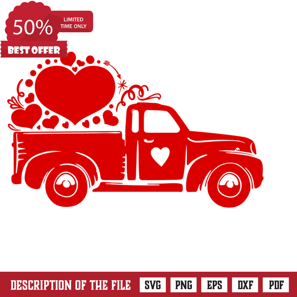 Valentine Truck, Love Free Svg File - SVG Heart.png