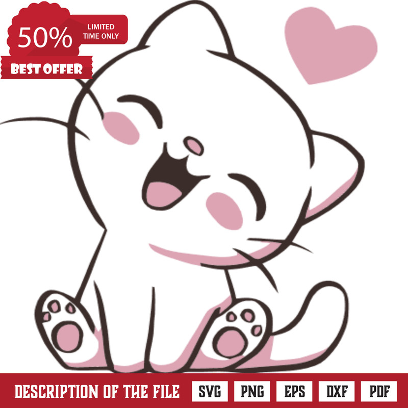 valentines day cute kitty clipart image, cat lovers free svg file - SVG Heart.png
