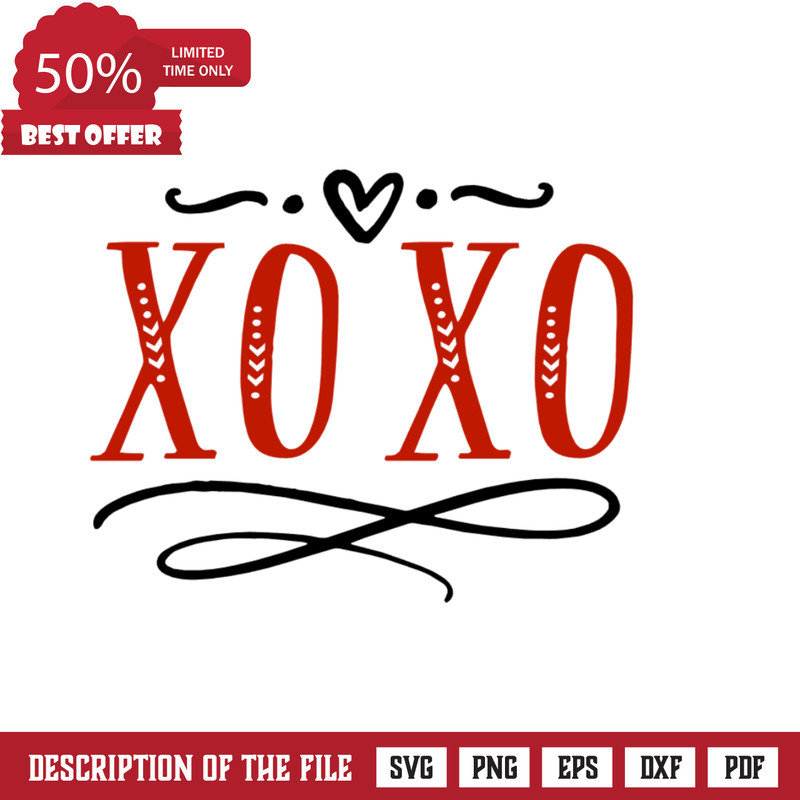 Xoxo, Valentine's Day Free Svg File - SVG Heart.png