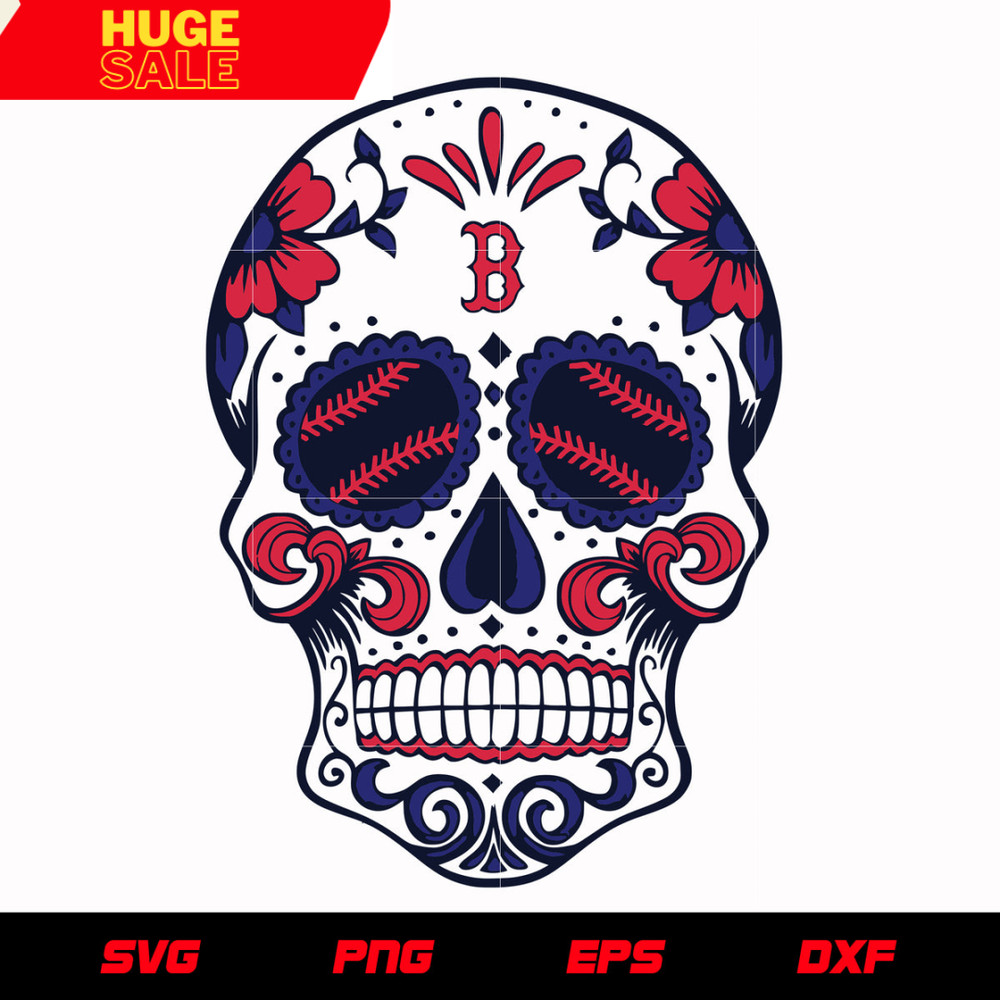 Boston Redsox Skull svg, mlb svg, eps, dxf, png, digital file for cut.jpg