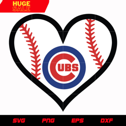 chicago cubs heart svg, mlb svg, eps, dxf, png, digital file for cut