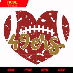 San Francisco 49ers in heart svg, nfl svg, eps, dxf, png, digital file